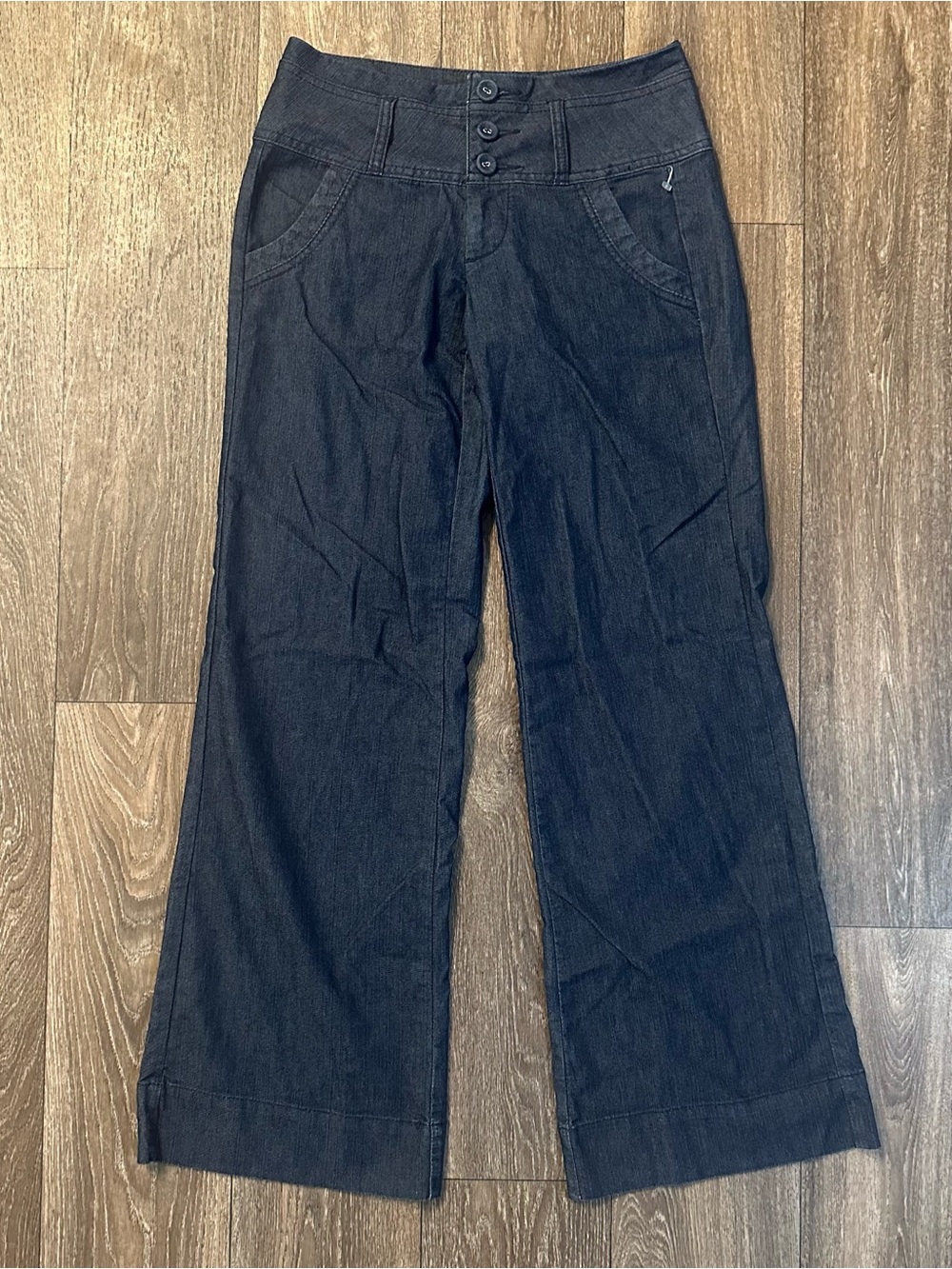 Elle wide leg dark wash denim jeans trousers Sz 4 cotton blend